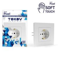 Розетка 1-м СП Pixel 16А IP20 с заземл. защ. шторки в сборе айс TOKOV ELECTRIC TKE-PX-R1FZSF-C34