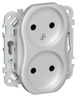 Розетка 2-м СП FLITE РС02-1-ФлА 10А без заземл. без защ. шторок безвинтовое крепление механизм алюм. IEK FI-R20-10-1-K47