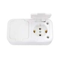 Розетка 2-м ОП 10А IP44 с заземл. бел. Bylectrica РА16-213