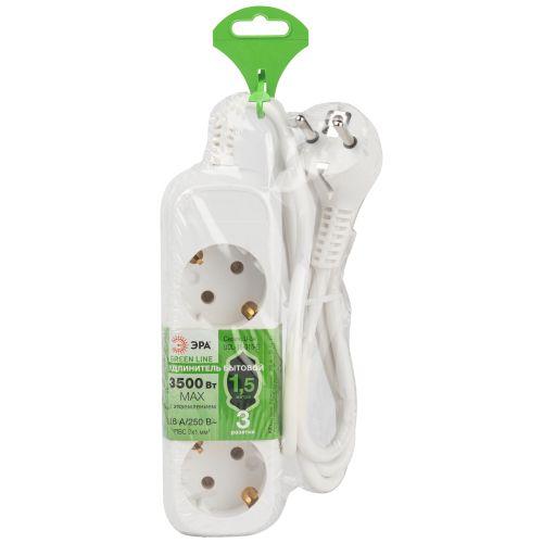 Удлинитель 3х1.5м с заземл. ПВС 3х1 UDL-16-315-E Greenline Эра Б0065038