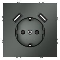 Розетка 1-м СП S70 16А с USB A+A с заземл. защ. шторки механизм титан Voltum VLS040406