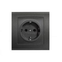 Розетка 1-м СП Бриллиант 16А IP20 с заземл. в сборе графит Universal 7947625-Gr