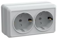 Розетка 2-м ОП Октава РСш22-3-ОБ 16А IP20 с заземл. защ. шторки бел. GENERICA ERO24-K01-16-DC