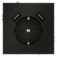 Розетка 1-м СП S70 16А с USB A+A с заземл. защ. шторки механизм черн. матов. Voltum VLS040408