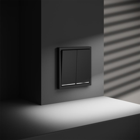 Выключатель 2-кл. СП S70 10А с подсветкой механизм черн. матов. Voltum VLS020208