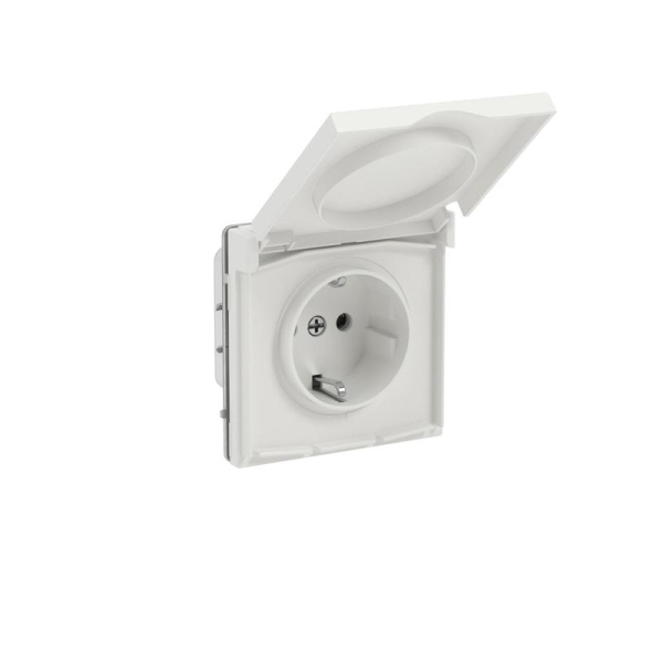 Розетка силовая KANT IP44 2P+E защ. шторки с крышкой бел. песок DKC 7010013