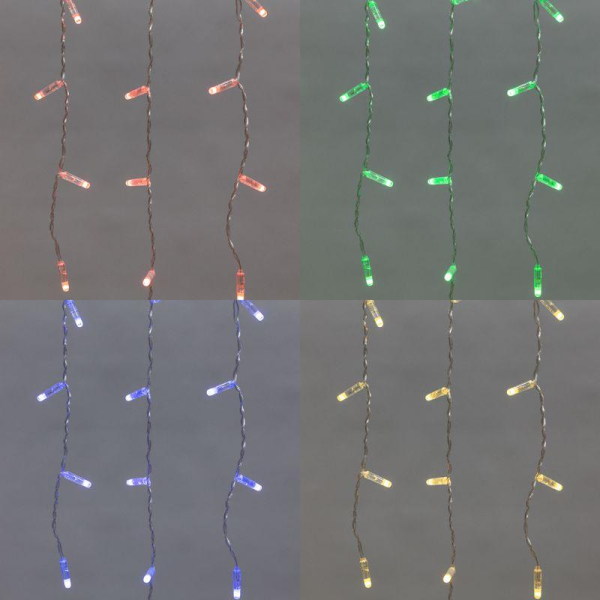 Гирлянда светодиодная "Айсикл" (бахрома) 4.8х0.6м 176LED RGB 19Вт 230В IP65 провод прозр. Neon-Night 245-209