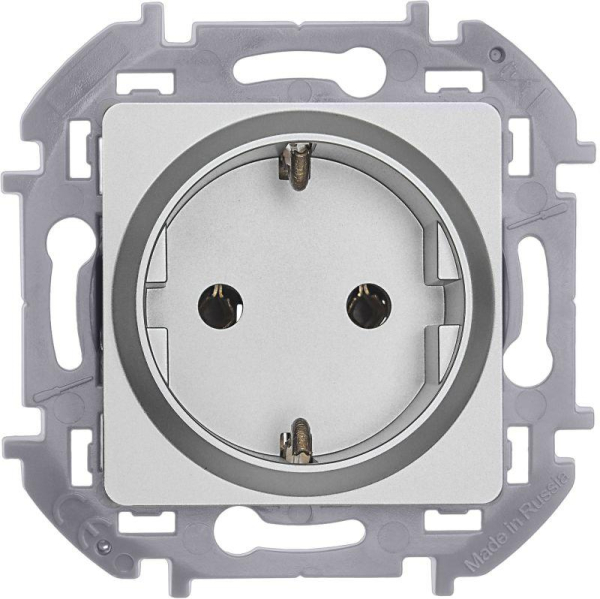 Розетка 1-м СП Inspiria 16А IP20 250В 2P+E немецк. стандарт механизм алюм. IEK 673722