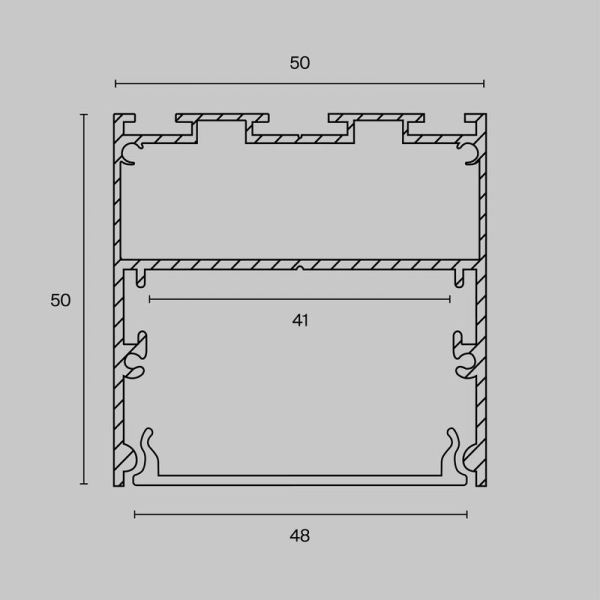 Профиль накладной/подвесной 50х50 алюм. Maytoni ALM-5050-S-2M