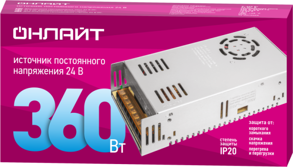 Драйвер для светодиодной ленты 90 646 OD-P360-IP20-24V ОНЛАЙТ 90646