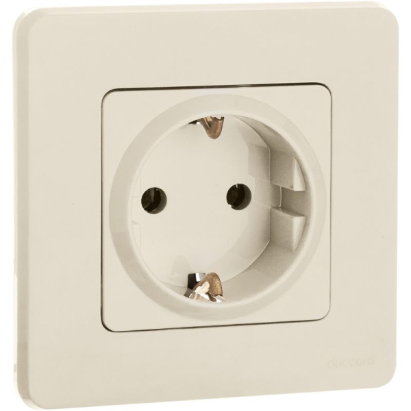 Розетка 1-м СП Inspiria 16А IP20 250В 2P+E защ. шторки немецк. стандарт механизм сл. кость IEK 673731
