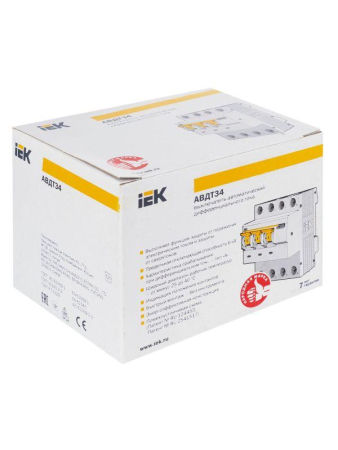 Выключатель автоматический дифференциального тока 4п (3P+N) C 25А 30мА тип A 6кА АВДТ-34 KARAT IEK MAD22-6-025-C-30