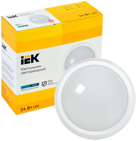 Светильник светодиодный ДПО 5060 24Вт 4000К IP65 круг бел. IEK LDPO0-5060-24-4000-K01