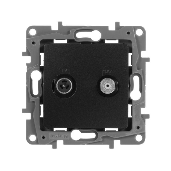 Розетка телевизионная TV/SAT СП Etika двухкабельная механизм антрацит IEK 672657