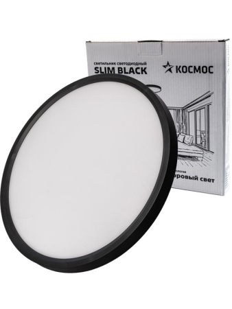 Светильник светодиодный SLIM BLACK 38Вт 4500К IP40 2650лм 230В 400х25мм КОСМОС KSlim38w_B4500K