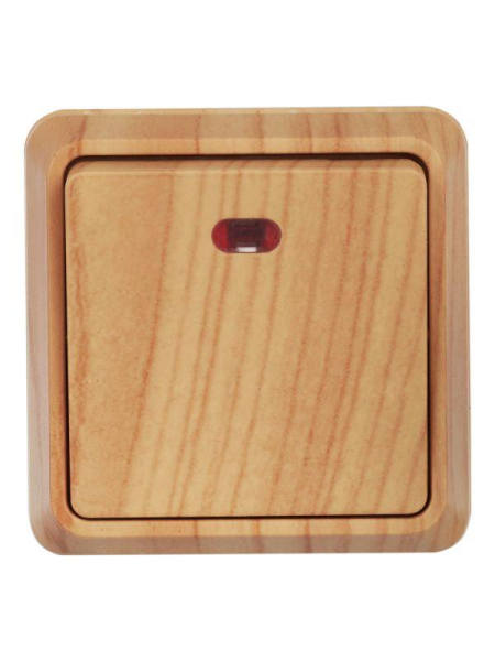 Выключатель 1-кл. ОП Октава 10А IP20 ВС20-1-1-ОС с индикацией сосна GENERICA EVO11-K03-10-DC