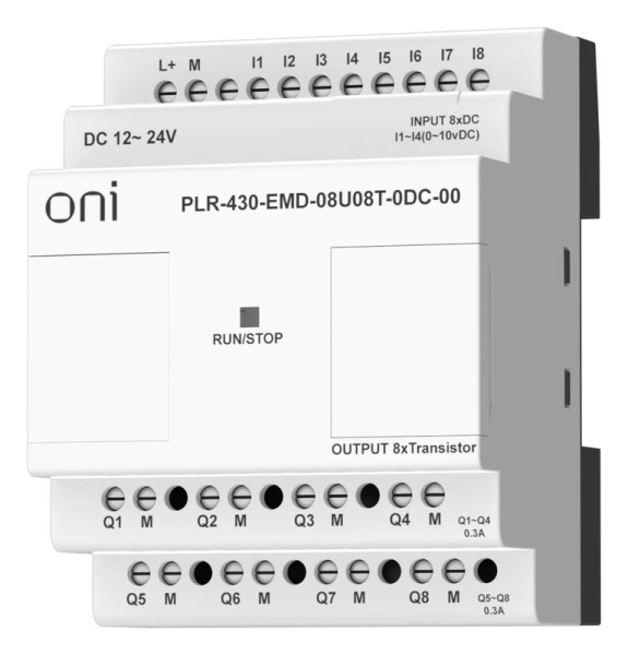 Модуль расширения входов выходов ПЛК 430 4 DI 4 UI (0-10В/DI) 8 TO 24В DC ONI PLR-430-EMD-08U08T-0DC-00