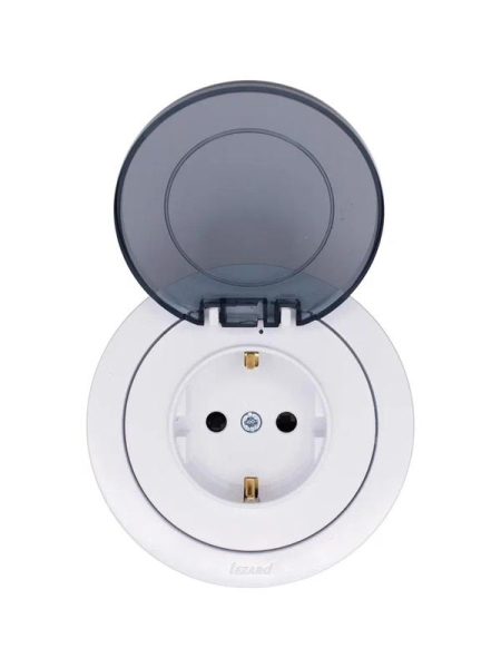Розетка 1-м СП OSEN с заземл. с крышкой ПБТ бел. LEZARD 743-0288-123B
