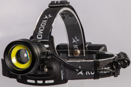 Фонарь налобный аккум. 10Вт P50 LED/Li-ion18650 2х1000мА.ч алюм. КОСМОС (KOC855Lit)