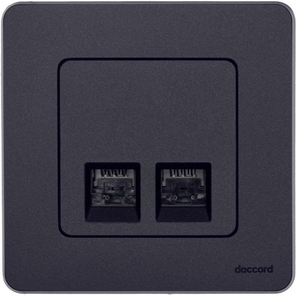 Розетка компьютерная 2-м Inspiria RJ45 кат.5E UTP антрацит IEK 673838