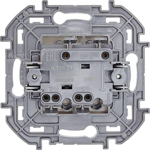 Выключатель 2-кл. Inspiria 10А IP20 250В 10AX механизм сл. кость IEK 673621