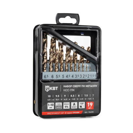 Набор сверл по металлу НСС-19К ПРОФИ КВТ 106205