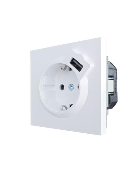 Розетка 1-м ZIMA IP20 + USB с заземл. механизм бел. LEZARD 704-0288-181