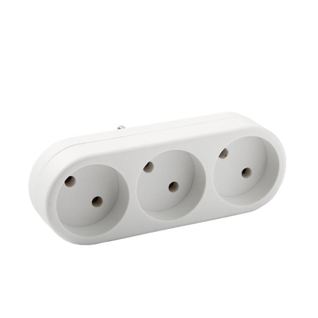 Разветвитель 3-м без заземл. 10А 2200Вт 250В плоский бел. DОМТОК 2655