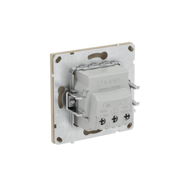 Розетка силовая KANT 2P+E защ. шторки ванильн. марципан DKC 7015003