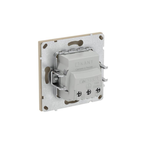 Розетка силовая KANT 2P+E защ. шторки ванильн. марципан DKC 7015033