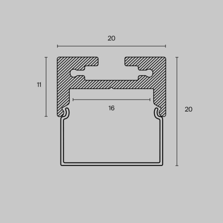 Профиль накладной/подвесной 20х20 алюм. Maytoni ALM-2020B-S-2M