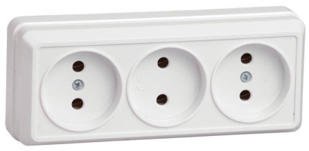 Розетка 3-м ОП Октава 10А IP20 без заземл. бел. GENERICA ERO30-K01-10-DC