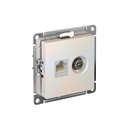 Розетка компьютерная + телевизионная 2-м СП AtlasDesign RJ45 кат.5E + TV механизм жемчуж. SE ATN000489
