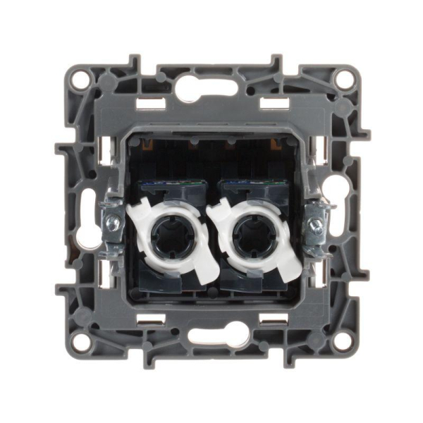 Розетка компьютерная 2-м СП Etika RJ45 кат.5E UTP механизм бел. IEK 672255