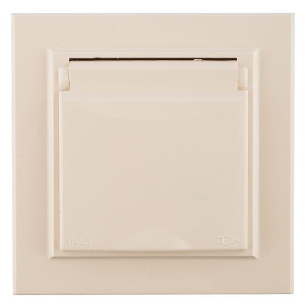 Розетка 1-м СП Минск 16А IP44 с заземл. защ. шторки с крышкой беж. EKF ERR16-029-200-44