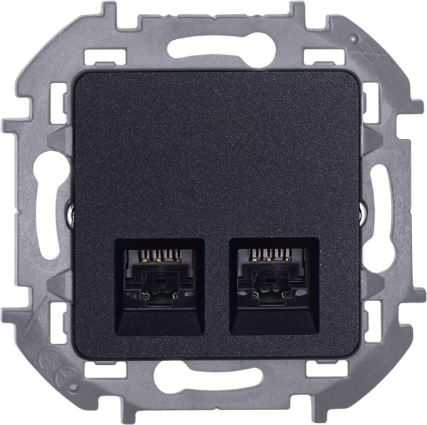 Розетка компьютерная 2-м Inspiria RJ45 кат.5E UTP антрацит IEK 673838