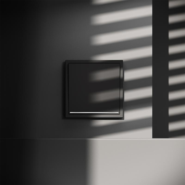 Переключатель проходной 1-кл. СП S70 10А с подсветкой механизм черн. матов. Voltum VLS010408