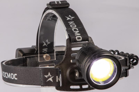 Фонарь налобный аккум. 10Вт P50 LED/Li-ion18650 2х1000мА.ч алюм. КОСМОС (KOC855Lit)