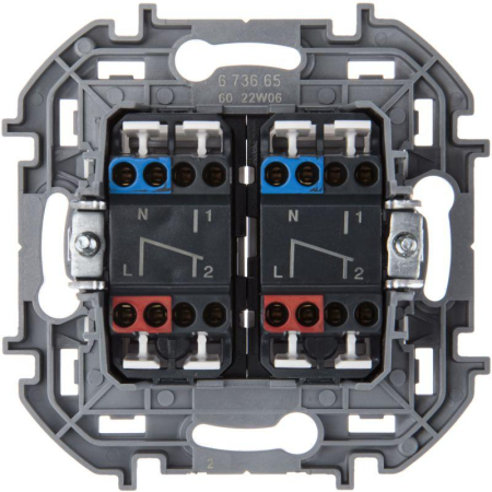 Переключатель модульный 2-кл. Inspiria 250В 10AX с подсветкой бел. IEK 673665
