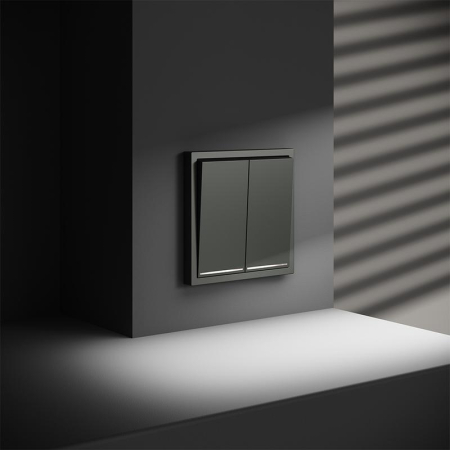 Выключатель 2-кл. СП S70 10А с подсветкой механизм титан Voltum VLS020206