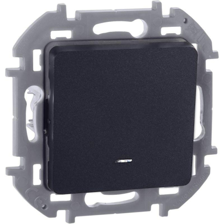 Выключатель 1-кл. Inspiria 10А IP20 250В 10AX с подсветкой/индикацией механизм антрацит IEK 673613