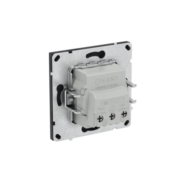 Розетка силовая KANT 2P+E защ. шторки черн. уголь DKC 7012003
