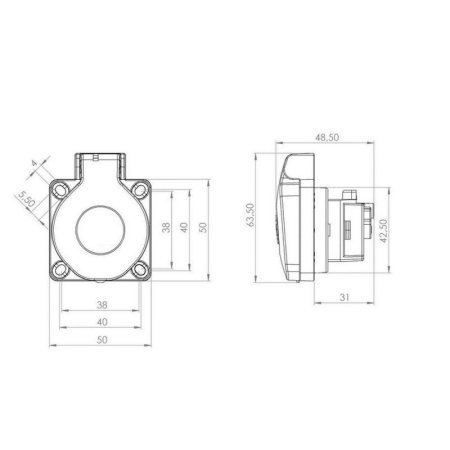 Розетка влагозащ. с крышкой с/з скрытая установка16А IP54 каучук Rexant 111-008