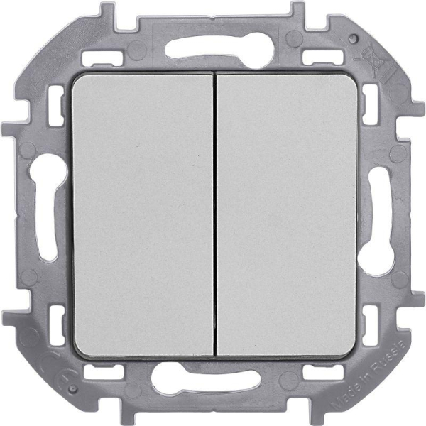 Выключатель 2-кл. Inspiria 10А IP20 250В 10AX механизм алюм. IEK 673622