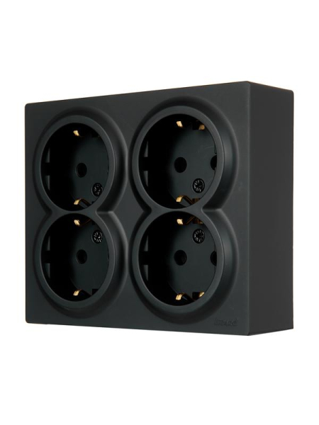 Розетка 4-м ОП LETO с заземл. закрытый корпус ПБТ черн. бархат LEZARD 752-4200-127BDP