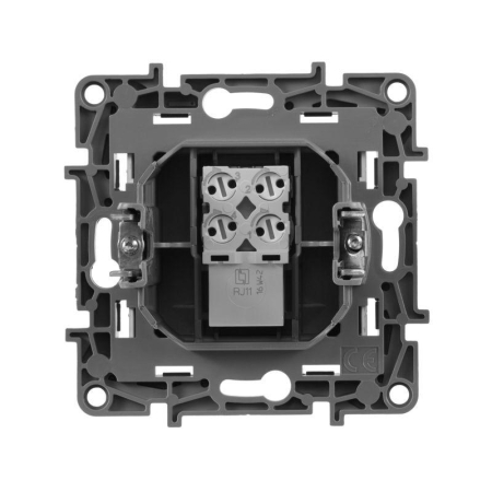 Розетка телефонная 1-м СП Etika RJ11 механизм алюм. IEK 672440
