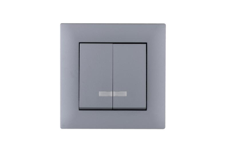 Выключатель 2-клав. с подсветкой Karea RIZZ STAR сер. Makel 88065023