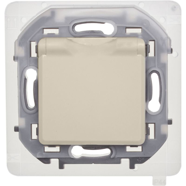 Розетка 1-м СП Inspiria 16А IP44 250В 2P+E защ. шторки с крышкой немецк. стандарт механизм сл. кость IEK 673741