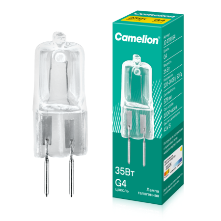 Лампа галогенная JD 35Вт капсула G4 3000К 230В Camelion 10406