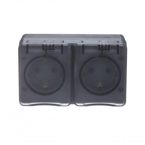 Розетка 2-м ОП AtlasDesign PROFI 16А IP54 заземл. защ. шторки антрацит SE ATN544026